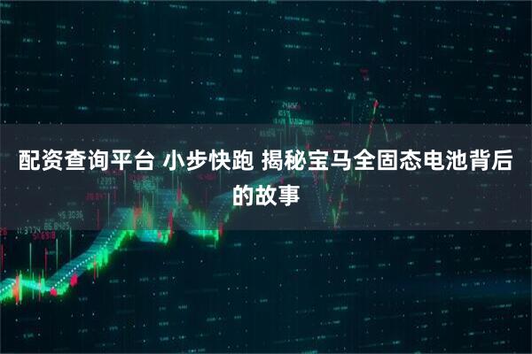 配资查询平台 小步快跑 揭秘宝马全固态电池背后的故事